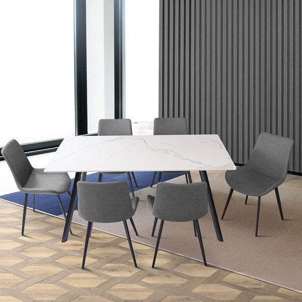 Corrigan Studio® 34"H Modern Upholstered Brown Dining Chairs (Set Of 6